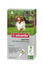 Advantix//капли для собак до 4 кг от блох и клещей 4*0,4 мл