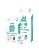 Brit Care Mini Light & Sterilised 7 кг./Брит Сухой беззерновой гипоаллергенный корм для собак миниатюрных пород с избыточным весом или стерилизованных собак
