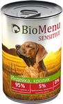 BioMenu SENSITIVE 410 гр./БиоМеню консервы для собак с чувствительным пищеварением Индейка и Кролик