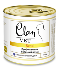   CLAN VET RENAL диетические консервы  д/кошек Профилактика болезней почек 240г
