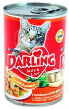 Darling 400 г//Дарлинг консервы для кошек с курицей и зеленым горошком