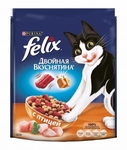 Felix 300 гр./Феликс Двойная вкуснятина сухой корм для кошек с птицей