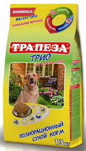 Трапеза Трио 13 кг./Сухой корм для взрослых собак с индейкой,кроликом и телятиной