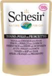 Schesir 100 гр./Шезир консервы для кошек тунец и курица с ветчиной