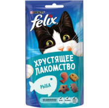 Felix 60 гр./Феликс Хрустящее Лакомство  для взрослых кошек с рыбой