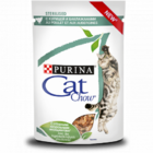 Cat Chow 85 гр./Кет Чау паучи для взрослых стерилизованных кошек и кастрированных котов, с курицей и баклажанами в соусе