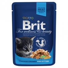 Brit Premium 100 гр./Брит премиум Влажный корм для кошек Кусочки с курочкой  для котят