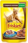 Friskies 100 гр./Фрискис консервы в фольге для кошек с говядиной и морковью в подливе