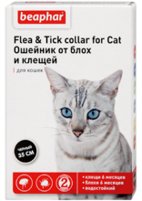 Beaphar Flea&Tick  35 см/Беафар ошейник для кошек от блох и клещей черный