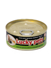 Lucky pets Premium//Лаки петс консервы для щенков кусочки мяса в желе 100 г