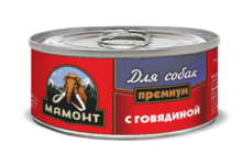 Мамонт Премиум 100 гр./ Говядина фарш влажный корм для собак