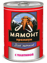 Мамонт Премиум 340 гр./ Телятина фарш влажный корм для щенков