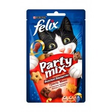 Felix Party Mix 20 гр./Феликс Лакомство для кошек Гриль-микс, со вкусом говядины, курицы и лосося