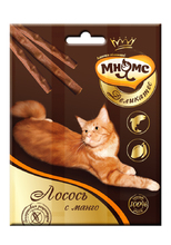 Мнямс 3*4 гр./Деликатес лакомые палочки  для кошек с лососем и манго