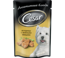 Cesar 100 гр./Цезарь консервы в фольге для собак Курица с зелеными овощами