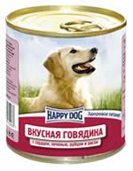 Happy Dog 750 гр./ Хэппи Дог консервы для собак Вкусная говядина с сердцем, печенью и рубцом и рисом