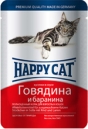 Happy Cat  100 гр./Хеппи Кет консервы  для кошек говядина с бараниной соус