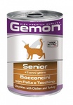 Gemon Cat 415 гр./Гемон Консервы для пожилых кошек кусочки курицы с индейкой