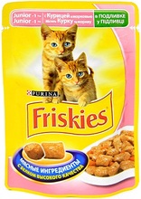 Friskies 100 гр./Фрискис консервы в фольге для котят с курицей в подливе
