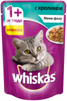Whiskas 85 гр./Вискас консервы в фольге для кошек мини-филе кролик желе