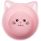 Миска КерамикАрт керамическая для кошек 200 мл. Мордочка кошки розовая