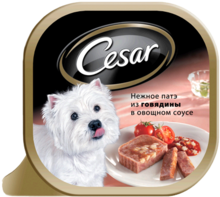 Cesar 100 гр./Цезарь консервы для собак Нежное патэ из говядины в овощном соусе