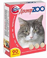 Доктор ЗОО//витамины для кошек со вкусом ветчины 90 таб.