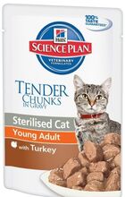 Hills Science Plan Sterilised Cat Young Adult 85 гр./Хиллс консервы для стерилизованных кошек до 6 лет с индейкой