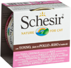 Schesir 85 гр./Шезир консервы для кошек тунец и филе курицы с рисом в собственном соку