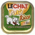 Lechat Pate Ricco//Лешат консервы для кошек с дичью идомашней птицей и рисом 100 г