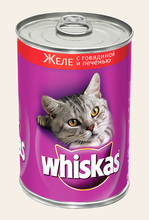 Whiskas 400гр./Вискас консервы для кошек Желе с говядиной и печенью