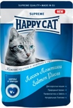 Happy Cat Хэппи Кэт//консервы в фольге для кошек кусочки в соусе лосось 100 г