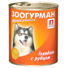 Зоогурман 750 гр./Консервы для собак Мясной рацион говядина с рубцом