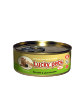 Lucky pets//Лаки петс консервы для собак с кроликом и цыпленком 100 г