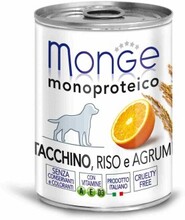 Monge Dog Monoprotein Fruits 400 гр./Консервы для собак паштет из индейки с рисом и цитрусовыми