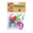 HOMEPET Игрушка для кошек мячи пластиковые разноцветные с колокольчиком 4 шт. 4 см. (72355)