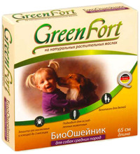 Green Fort//ОшейникБио для собак средних пород от блох 65 см