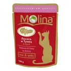 Molina 100 гр./Молина Влажный корм (пауч) для кошек Лосось и тунец в соусе