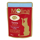 Molina 100 гр./Молина Влажный корм (пауч) для кошек Тунец в желе