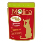 Molina 100 гр./Молина Влажный корм (пауч) для кошек Цыпленок и говядина в соусе