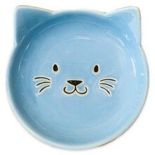 КерамикАрт блюдце керамическое Мордочка кошки 240 мл, голубая