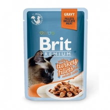 Brit Premium 85 гр./Брит премиум Влажный корм для кошек Кусочки из филе индейки в соусе