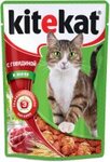 Kitekat 85 гр./Китекет консервы в фольге для кошек с говядиной в желе