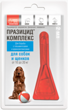Празицид-комплекс капли на холку д/собак и щенков 10-20кг против блох, клещей и гельминтов 2мл