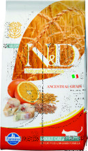 Farmina N&D Low Grain Cat Codfish & Orange 1,5 кг./Фармина сухой корм для кошек  Треска с апельсином