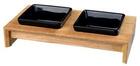 TRIXIE Миска керамическая в деревянной подставке 2x0,2л 28x5x15см миски-черные/24820/