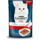 Gourmet Perle 85 гр./Гурме Перл консервы в фольге для кошек Соус де Люкс Говядина