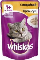 Whiskas 85 гр./Вискас консервы в фольге для кошек крем-суп с индейкой