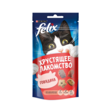 Felix 60 гр./Феликс Хрустящее Лакомство  для взрослых кошек с говядиной