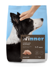 Winner Виннер 1 кг. сухой корм д/взрослых собак средних пород курица